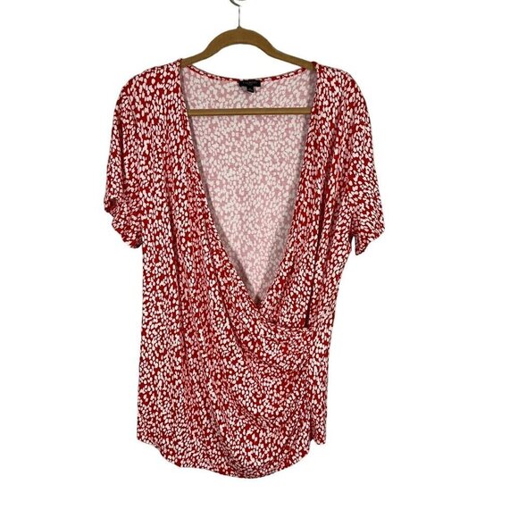 Talbots Abstract Top 1X Red Tropical Boho Retro 80s Boho Western Classic 80s - Picture 1 of 8